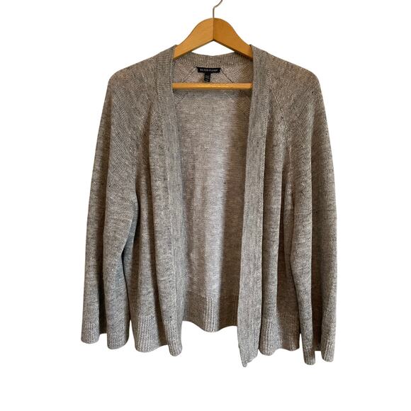 Eileen Fisher Sweaters - Eileen Fisher gray linen cotton open cardigan sweater solid lagenlook Size L